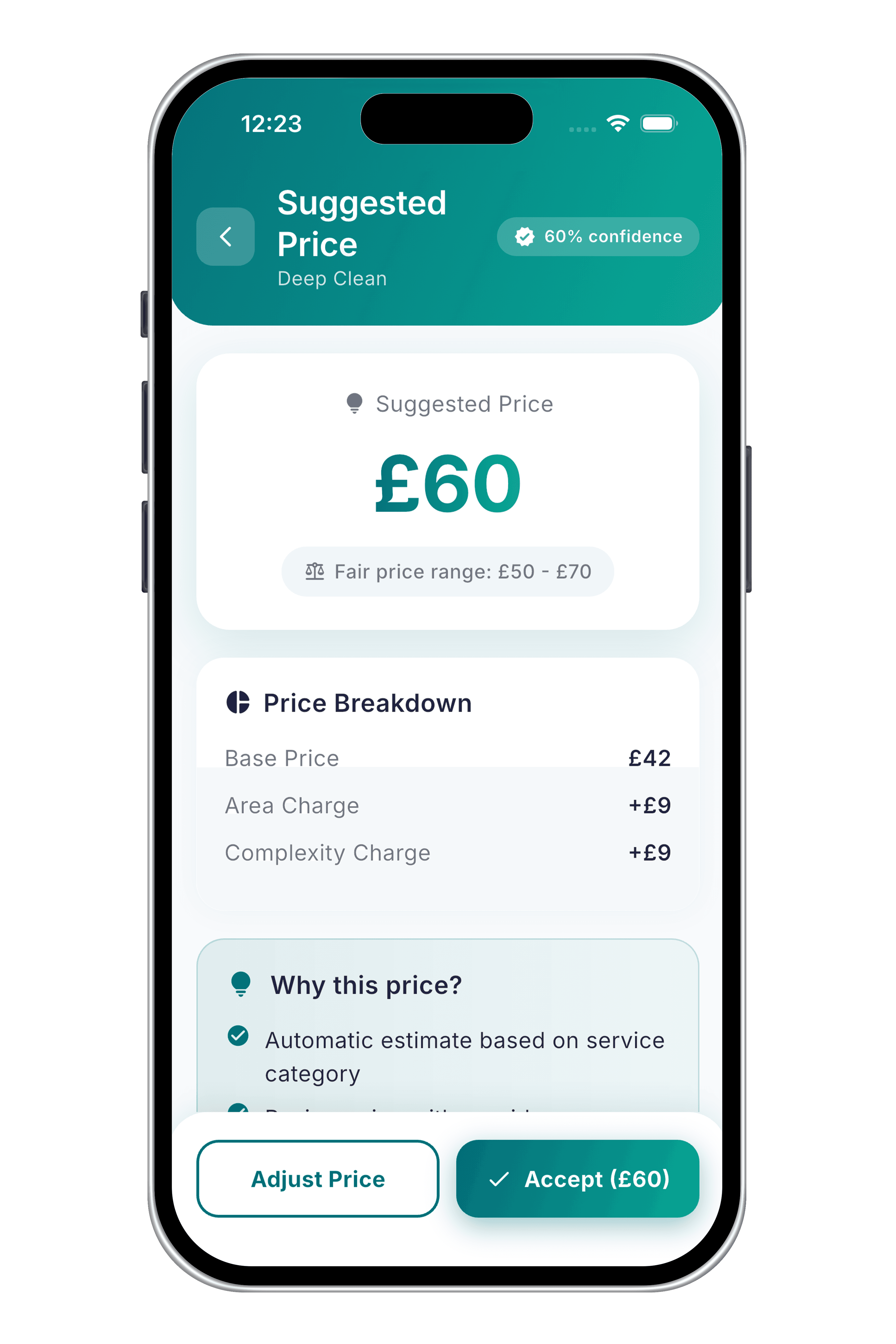 The NasGo app showing a fair price suggested from a photo