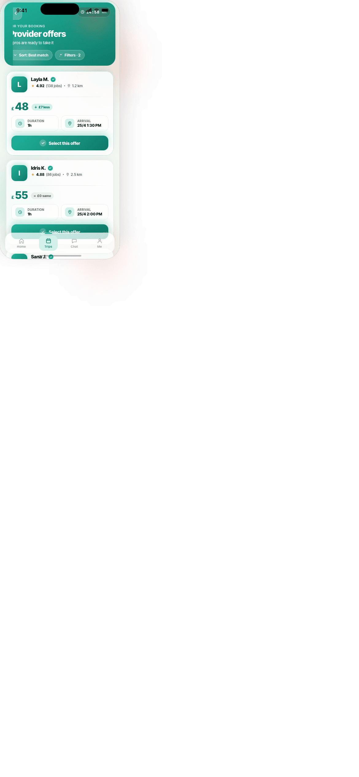 NasGo pro app — incoming job offers to bid on