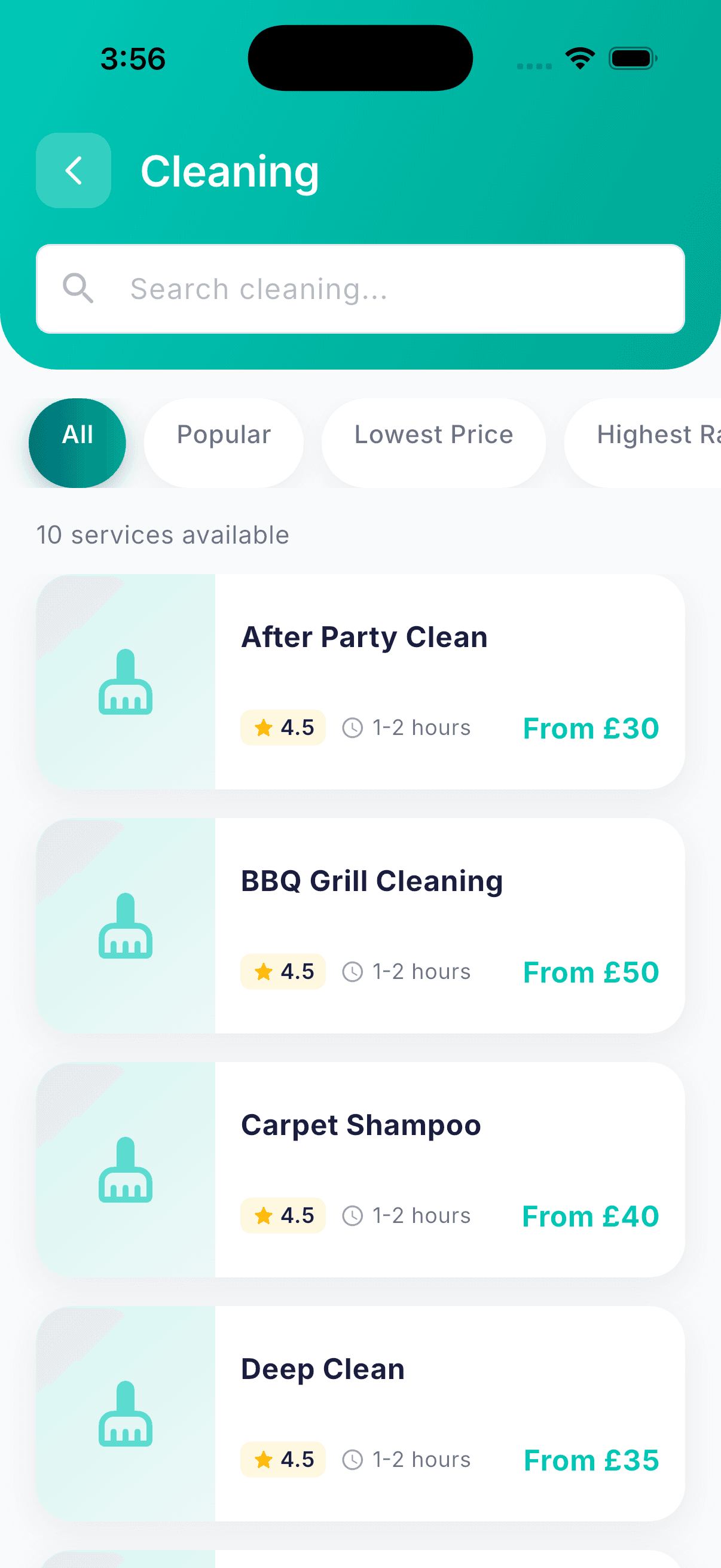 Browsing home services in the NasGo app